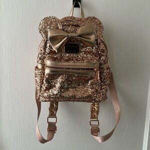 Disney Loungefly Rose Gold Sequin Backpack